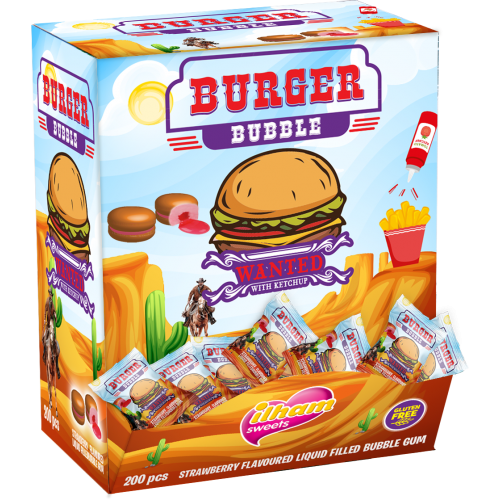 Ilham Gum Burger Bubble - 200 pièces